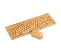 ciciglow Set Tastiera e Mouse Wireless Bamboo, Legno di bambù Naturale 2.4G, Tasti Multimediali, Compatibile con 7/8/XP/VISTA, per Casa, Ufficio e Scenari di Gioco