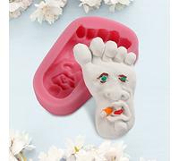 ciciglow Stampo da Forno per Fondente, Budino, Modello Faccia del Piede in Silicone Resistente Alla Temperatura - Stampo per Torta Durevole per Zucchero - Rosa/Grigio, 2,6 * 1 Pollice