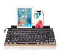 ciciglow Tastiera per Macchina da Scrivere Retrò a 83 Tasti, Tastiera Meccanica Wireless 2000mA con Supporto per Tablet Tastiera da Gioco con Luminosità Regolabile Interfaccia Mirco USB