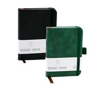 CiciIng 2 taccuini piccoli formato A7, taccuino tascabile con chiusura elastica, mini quaderni con portapenne, tasche per diario scolastico, lavori di ufficio (nero, verde)