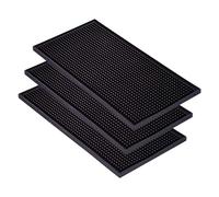 CiciIng 3 tappetini da bar 30 x 15 cm, in gomma, per scolapiatti, per caffè, troppopieno, ad asciugatura rapida, per bar, cucina, caffetteria, ristoranti, banconi (nero)