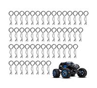 CiciIng 50 Pezzi Clip Corpo RC, in Acciaio Inox R Tipo Pin per 1/10 Telecomando Auto Shell Modello Pezzo di Ricambio, Clip Corpo d'Argento, Corpo Diviso Pin Clip
