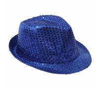 Cicilin Cappello Fedora unisex con paillettes Bling Retro Dance Jazz Cap Funky Party Costume Fedora (blu) 54 cm
