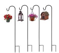 CiCixixi 4 Pezzi Gancio Da Pastore,120 cm Ganci Da Pastore Da Esterni,Ganci Da Pastore Da Metallo Giardino,Gancio Piante Per Uccelli,Luci Solari,Cestini,Lanterne,Decorazione