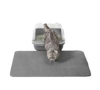 CiCixixi Tappetino Lettiera Gatto, Taglia Grande 90x60cm Tappeto Impermeabile Doppio Strato a Nido D'ape, EVA, Antiscivolo e Anti-perdite Grigio