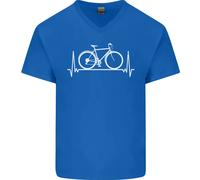Ciclismo Cuore Beat Ecg Bici Bicicletta Ciclisti Uomo Scollo A V Cotone T-Shirt