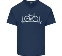 Ciclismo Cuore Beat Ecg Bici Bicicletta Ciclisti Uomo Scollo A V Cotone T-Shirt