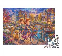 Ciclismo nella Città dei Canali Puzzle 1000 Pezzi,Sfida Impossibile,Antistress,Decorazione Casa,Idea Regalo,Adulti E Ragazzi,Cartone Di Qualità,dai 14 Anni,Gioco Educativo 70x50cm