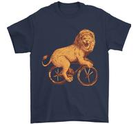 Ciclismo Un Leone Riding A Bicicletta Uomo T-Shirt 100% Cotone