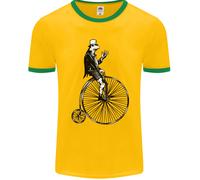 Ciclismo Un Ranocchio Che Cavalca Una Penny Farthing Uomo Ringer T-Shirt FotL