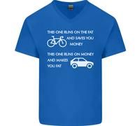 Ciclismo Vs Auto Ciclista Ambiente Divertente Maglietta In Cotone A V Per Uomo