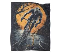 Ciclista Coperta Campeggio Esterna Stampata Calda,morbida E Traspirante Tramonto arancione,strada asfaltata screpolata, rami d'albero Copriletto Camera Letto Quattro Stagioni 40x50inch(100x130cm)