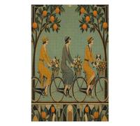 Ciclisti sotto gli aranci Puzzle 1000 Pezzi in Legno, Gioco Mentale | Art Nouveau, Giardino d'Oro, Linee botaniche, Scena Decorativa, Struttura in Legno, Sfida Puzzle, Gioco Mentale