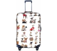 Ciclos Carino Chihuahua Pug Modello Doppio Lato Stampato Bagaglio Anti-Graffio Viaggio Valigia Copertura Elastico Protector 45/61/71/32 pollici, bianco, S