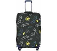 Ciclos Graffiti Skateboard Double Face Stampato Bagagli Anti-Graffito Viaggio Valigia Copertura Elastico Protector 45/61/71/32 pollici, bianco, S