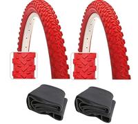 CicloSportMarket 2 x Copertone 26 X 1.95 Rosso Bicicletta Mountain Bike + 2 x Camera d'Aria Omaggio