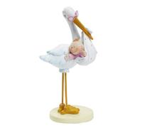 Cicogna con bambino, 11 cm circa, decorazione per torta e tavola