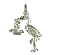 Cicogna con un ciondolo in argento sterling neonato .925 x 1 ciondoli