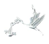 Cicogna con un ciondolo mobile in argento sterling per bebè .925 x 1 Storks Babi