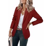 Cicy Bell Giacche da Abito Blazer da Donna Blazer Casual da Donna Giacche da Lavoro a Maniche Lunghe Aperte sul Davanti Borgogna L