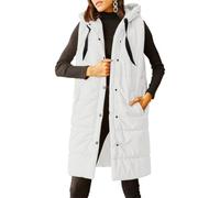 Cicy Bell Gilet lungo trapuntato da donna, senza maniche, bianco, S
