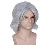 Cid Cosplay Wig Final Fantasy Men Short Silver Grey Fluffy Synthetic Heat Resistant Hair for Halloween Play Role + Wig Cap