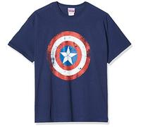 CID - T-Shirt Captain America Shield Distressed,L,Uomo, Blu