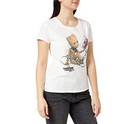 CID - T-Shirt Guardians of The Galaxy Groot And Tape,XXL,Donna, Bianco