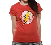 CID - T-Shirt The Flash Distressed Logo,XXL,Donna, Rosso