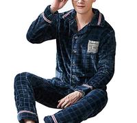 CIDCIJN Pigiama da Uomo Intero Set,Pigiama Uomo Caldo Pigiama Uomo Flanella Inverno Spessa Pigiama Set Spessa Manica Lunga Pijama Casual Pigiama Corallo Pile Suits 3XL