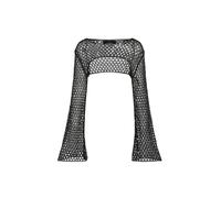 CIDER Coprispalle da donna all'uncinetto in rete, top corto a maniche lunghe all'uncinetto, bolero, copricostume da spiaggia Y2K, nero, X-Small