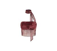 CIDER Top a tubo corto trasparente con scollo all'americana floreale, Carminio, XS
