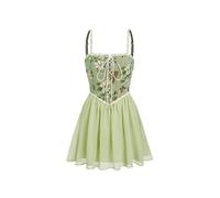CIDER Vestito floreale da donna abiti estivi da donna 2024 prendisole da giardino segreto mini abito corsetto, Verde, XS