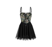 CIDER Vestito floreale da donna abiti estivi da donna 2024 prendisole da giardino segreto mini abito corsetto, nero, XL