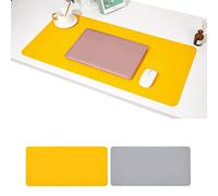 CIEEIN CIEHT Doppio Utilizzo Laterale Sottomano scrivania PU Tappetino Scrivania Tappetino per tavolo da scrittura Impermeabile giallo + grigio chiaro 35 * 70cm