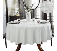CIEEIN CIEHT Tovaglia rotonda impermeabile e antivegetativa Tovaglia in PU Resistente all'usura e facile da pulire Bianco A 140 cm di diametro