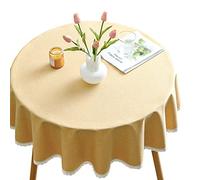 CIEEIN CIEHT Tovaglia rotonda impermeabile in cotone e lino Anti-penetrazione facile da pulire giallo Diametro 140cm
