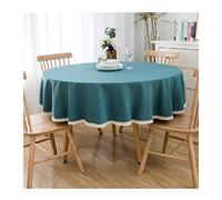 CIEEIN CIEHT Tovaglia rotonda in cotone e lino lavabile in lavatrice Blu pavone 180 cm di diametro