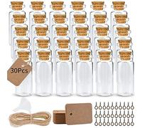 Cieex 30 mini bottiglie di vetro con tappo in sughero, 10 ml provetta con tappo in sughero, piccole bottiglie di vetro da riempire per matrimoni, feste, piccoli oggetti fai da te, regali