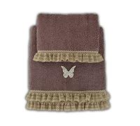 Cieffepi Home Collections Art. Farfalla - Asciugamano e Ospite Set Spugna 1+1 (Glace)