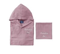 Cieffepi Home Collections MYFIT Set Microfibra Personalizzabile Accappatoio Unisex con cappuccio + Telo (IT, Testo, L, Regular, Regular, Rosa Antico)
