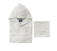 Cieffepi Home Collections MYFIT Set Microfibra Personalizzabile Accappatoio Unisex con cappuccio + Telo (IT, Testo, L, Regular, Regular, Crema)