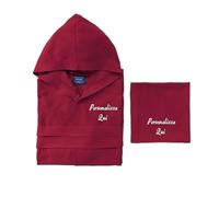 Cieffepi Home Collections MYFIT Set Microfibra Personalizzabile Accappatoio Unisex con cappuccio + Telo (IT, Testo, L, Regular, Regular, Bordeaux)