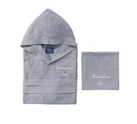 Cieffepi Home Collections MYFIT Set Microfibra Personalizzabile Accappatoio Unisex con cappuccio + Telo (IT, Testo, XL, Regular, Regular, Grigio Perla)