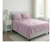 Cieffepi Home Collections PERUGIA Completo lenzuola per letto matrimonale in percalle disponibile in 7 colori (Rosa)