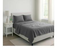 Cieffepi Home Collections PERUGIA Completo lenzuola per letto matrimonale in percalle disponibile in 7 colori (Grigio)