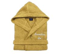 Cieffepi Home Collections Solo Mio Basic Accappatoio Personalizzato con Cappuccio in Morbida Spugna idrofila Puro Cotone (XXL, Giallo)