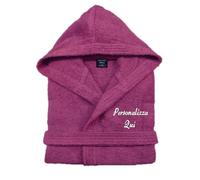 Cieffepi Home Collections Solo Mio Basic Accappatoio Personalizzato con Cappuccio in Morbida Spugna idrofila di Puro Cotone (S, Prugna)