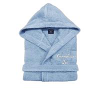 Cieffepi Home Collections Solo Mio Basic Accappatoio Personalizzato con Cappuccio in Morbida Spugna idrofila di Puro Cotone (XXL, Celeste)