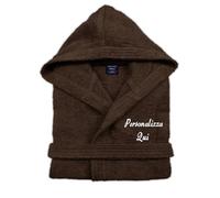 Cieffepi Home Collections Solo Mio Basic Accappatoio Personalizzato con Cappuccio in Morbida Spugna idrofila Puro Cotone (XXL, Marrone)